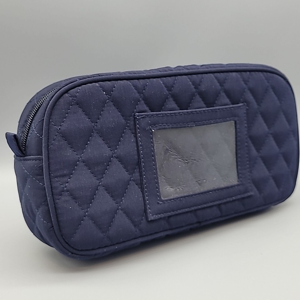 Vera‎ Bradley Quilted Cosmetic Travel Bag Navy Blue Toiletry Make-Up - Picture 4 of 13